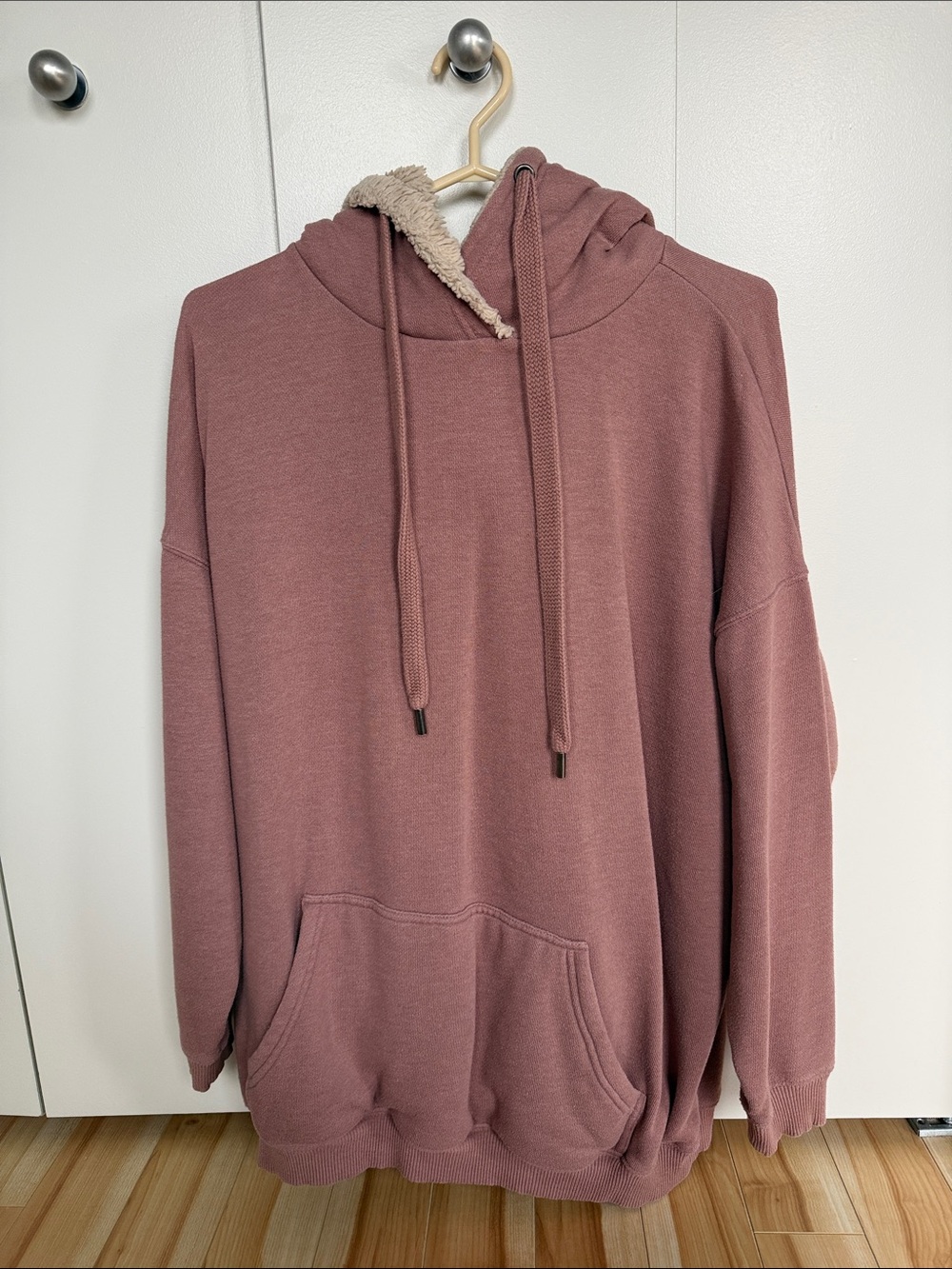 aerie Sherpa-Lined Oversized Hoodie in Dusty Mauve